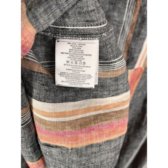 JOIE Women's Gray Multicolor Stripe Linen Sleeveless Halter Neck Rosabel Dress - Picture 5 of 6